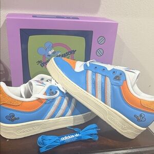 Adidas collab Simpsons' Vibrant Blue and Orange Sneakers